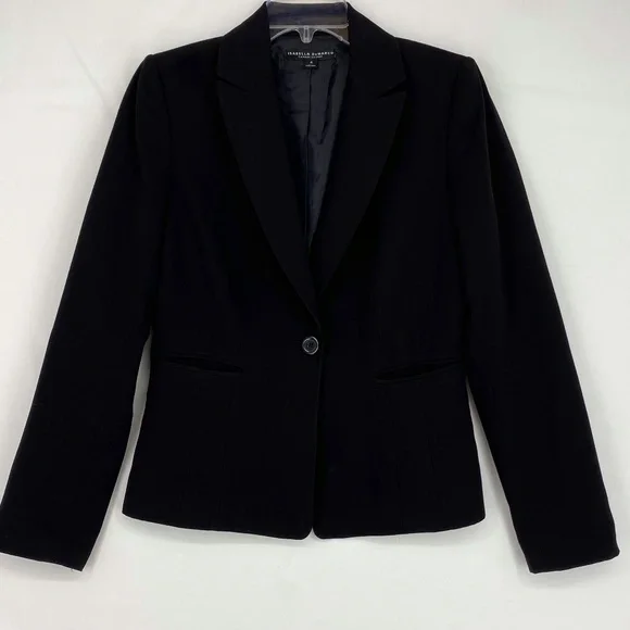 Isabella DeMarco Tahari LeVine Womens Blazer Jacket Black One Button  Pockets